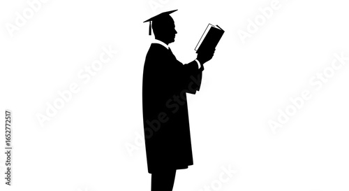 transparent background graduate silhouette isolated reading figure for design projects