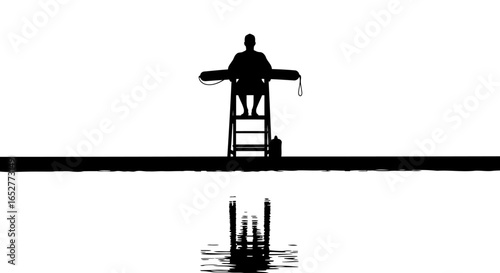 transparent background lifeguard silhouette isolated vector illustration for design