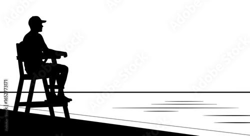 transparent background lifeguard silhouette perfect for website design