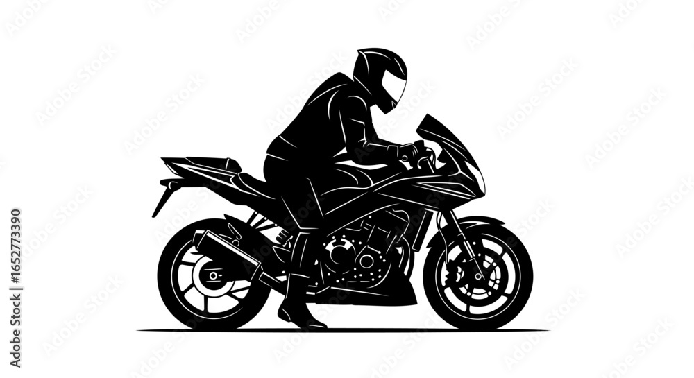Fototapeta premium transparent background motorcycle rider silhouette isolated vector for design projects