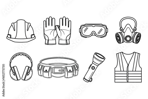 Safety Equipment and Protective Gear Icon Set