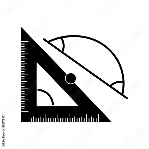 transparent background protractor and set square icon for design projects