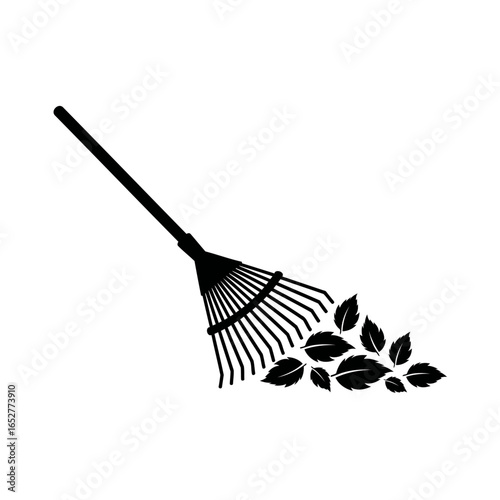 transparent background rake icon isolated leaf raking illustration for design