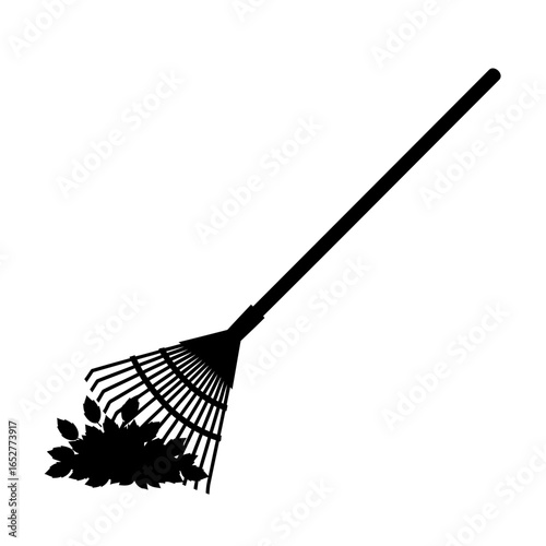 transparent background rake silhouette isolated gardening tool for design projects