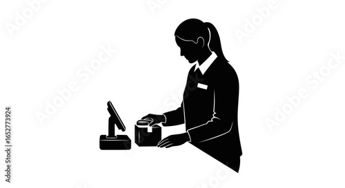 transparent background retail worker silhouette perfect for website design