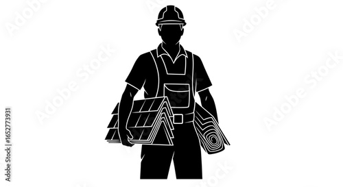 transparent background roofing contractor silhouette perfect for website design