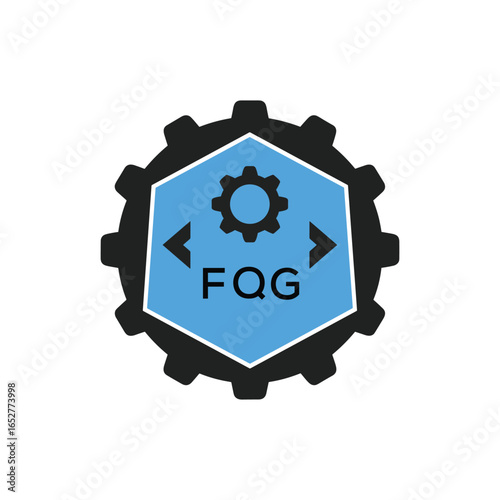 FQG Industrial Gear Logo Design – Engineering, Mechanical, and Construction Branding Icon. FQG Letter Logo.
