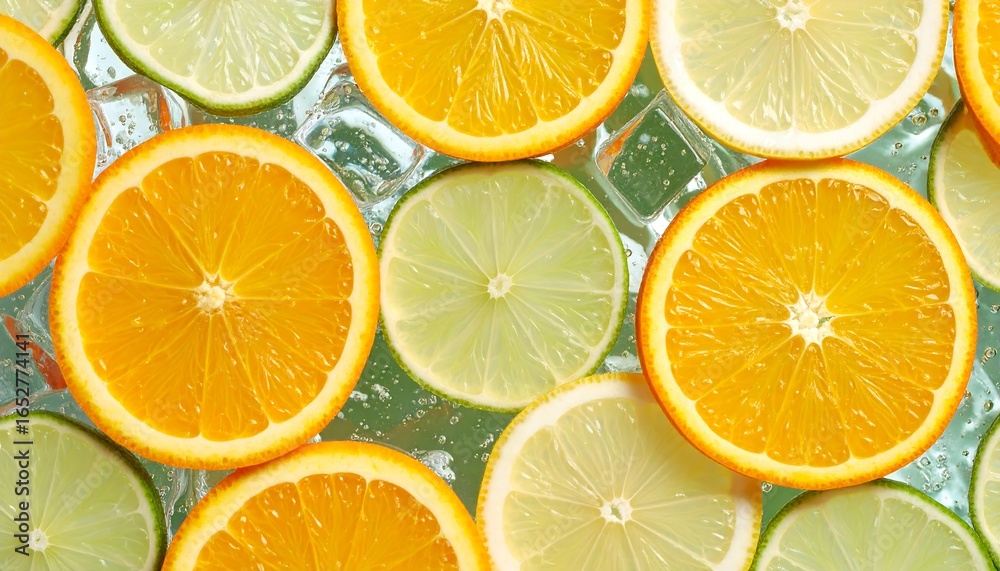 Obraz premium Citrus slices on ice