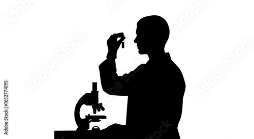transparent background scientist silhouette microscope sample for design projects