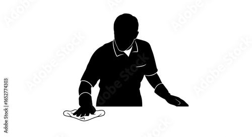 transparent background silhouette cleaning person perfect for websites designs