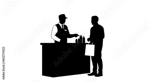 transparent background silhouette customer service retail transaction