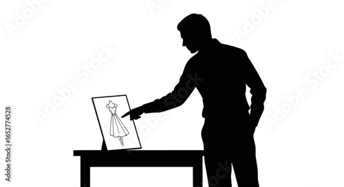 transparent background silhouette man reviewing dress design for websites