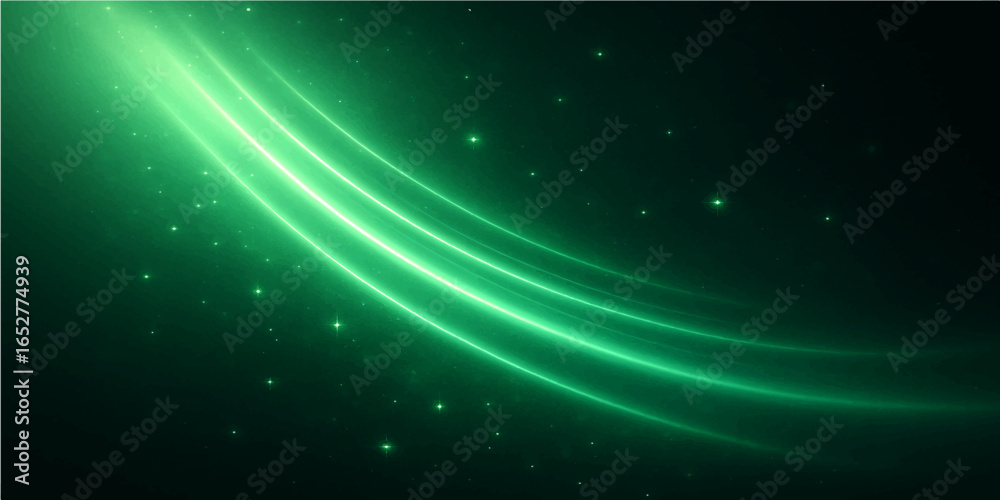Obraz premium Bright rays of glowing energy shine in a cosmic galaxy, illuminating a star-filled abstract blue space
