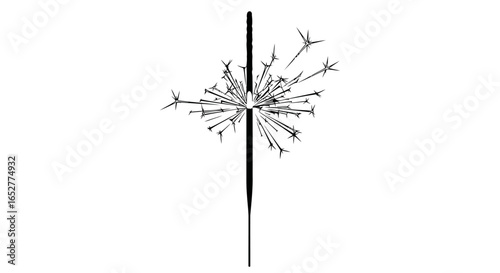 transparent background sparkler isolated black and white design element