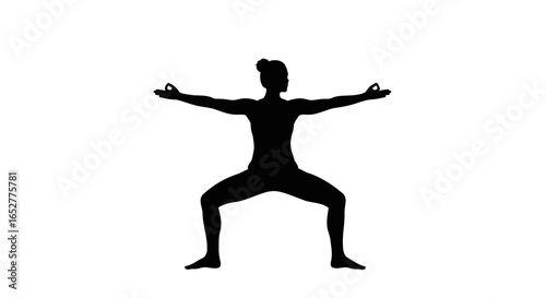 transparent background yoga silhouette isolated warrior ii pose for design projects