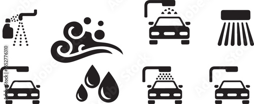 Simple Car Wash Icons for Commercial Use