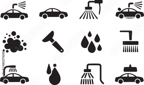 Simple Car Wash Icons for Commercial Use