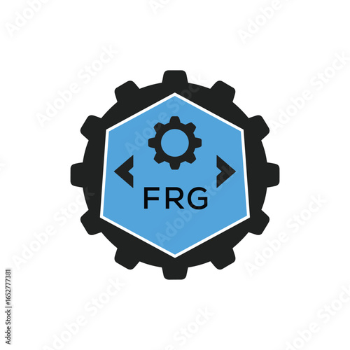 FRG Industrial Gear Logo Design – Engineering, Mechanical, and Construction Branding Icon. FRG Letter Logo.
