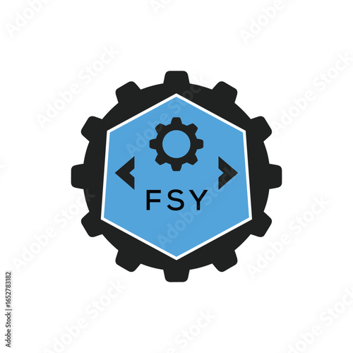 FSY Industrial Gear Logo Design – Engineering, Mechanical, and Construction Branding Icon. FSY Letter Logo.
