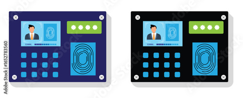 Security System Interface with Face and Fingerprint Recognition. Technology and protection from intruders vector art