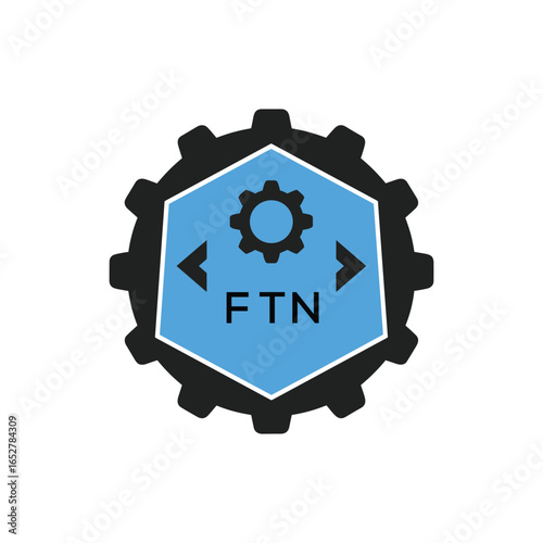 FTN Industrial Gear Logo Design – Engineering, Mechanical, and Construction Branding Icon. FTN Letter Logo.
