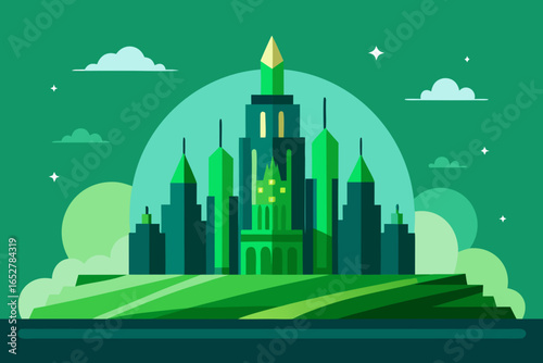 Emerald City Fantasy Vector Illustration