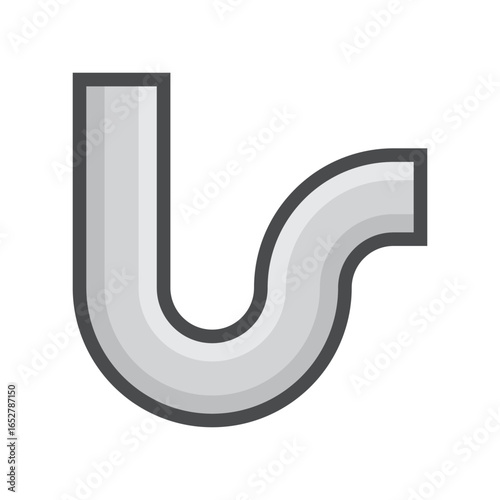 Trap or backup pipe vector illustration icon. Part in sanitary drainage systems i.e. under kitchen sinks and floor drains. To trap unpleasant odors and maintain hygiene. Ideal for plumbing system.