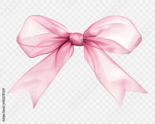 Delicate watercolor Pink Bow Vector Illustration for Elegant Gift Themes in Light Colors for Wedding and Celebration Decor