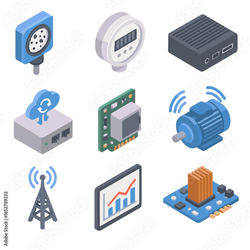Device antenna predictive icon vector analytics edge industrial connected icons wireless iot