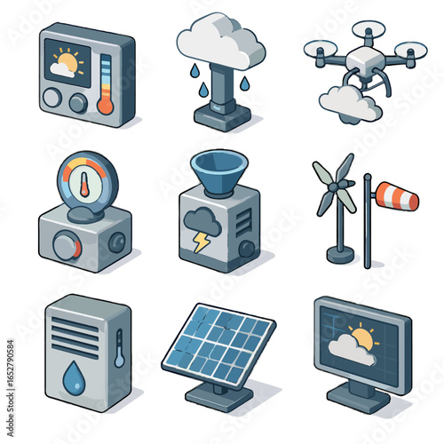 Hub humidity display artificial cloud control seeding weather vector turbine icon icons
