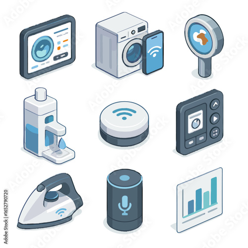 Tech dryer icon pod panel vector chart smart digital laundry device