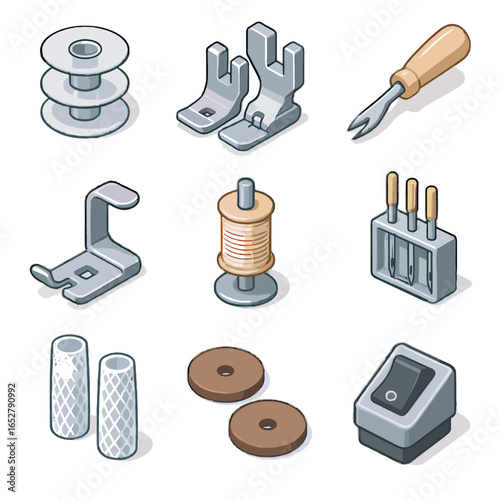Essentials extra vector machine stitch needles spool thread icon guides felt sewing