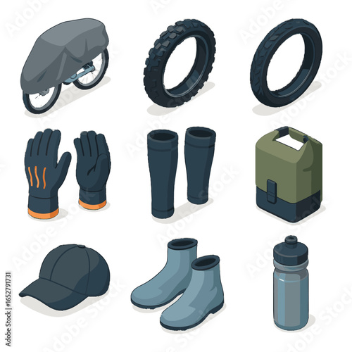 Gloves bike warmers rain covers gear leg cap shoe seasonal icon tire