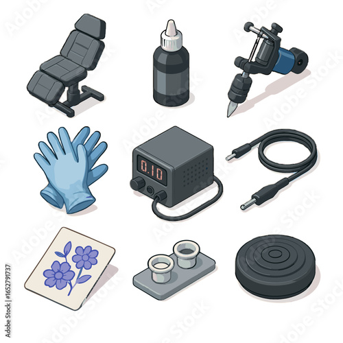 Cups gun ink power gloves foot gear icon tattoo bottle unit icons
