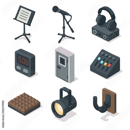 Pad timer icon vector adjustable vocal stage wall headphones performance door