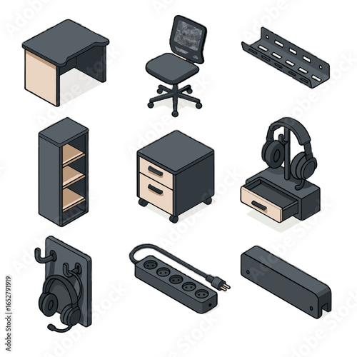 Icon unit vector swivel shelf sound chair rolling channel booth essentials power