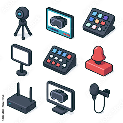 Tools overlay streaming panel tripod switcher vector vr pad camera stream icon