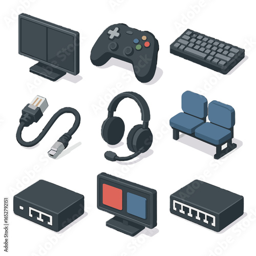 Cable controller keyboard shared multiplayer gear hub icon vector tracker gaming split