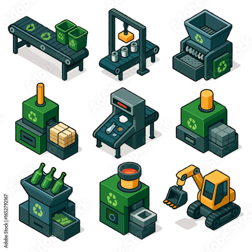 Loader recycling separator machine baling plastic magnetic icons compacting icon machinery scanner