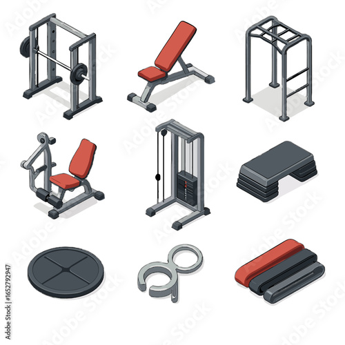 Bar isometric loop gym safety icon row adjustable machine smith vector equipment