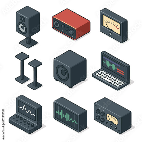 Mastering keyboard plugin subwoofer icon vector monitor audio level tool icons stands
