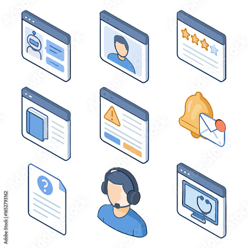 Window video issue feedback call virtual service vector form faq rating icon