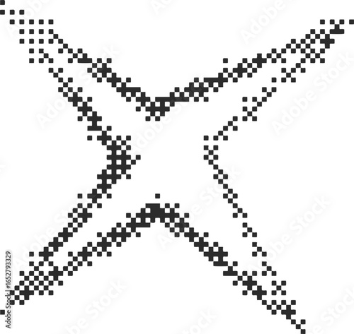 Irregular bitmap star shape. Abstract random spiky spark with geometric funky flashes and rays. Y2k retro sparkle