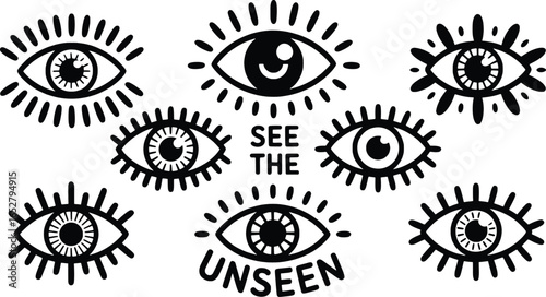 Mystical eyes and inspirational quotes collection