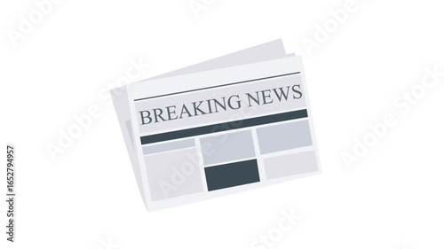Breaking news newspaper on white and green screen background