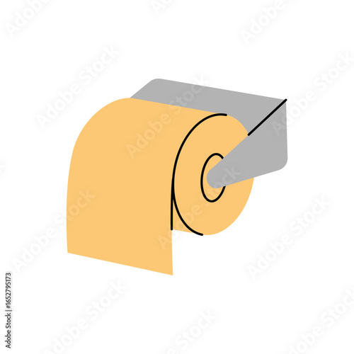 Toilet paper with metal holder. Tissue roll. Vector illustration