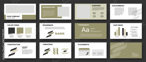 Corporate brand guideline presentation template with modern design