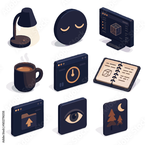 Modeling d vector tab notes lighting icon mode lamp desk coffee mug