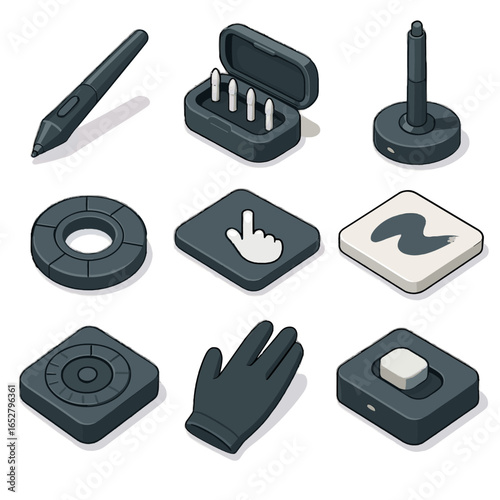 Sensor tester stroke stylus tools vector icon icons feedback ring dock tip