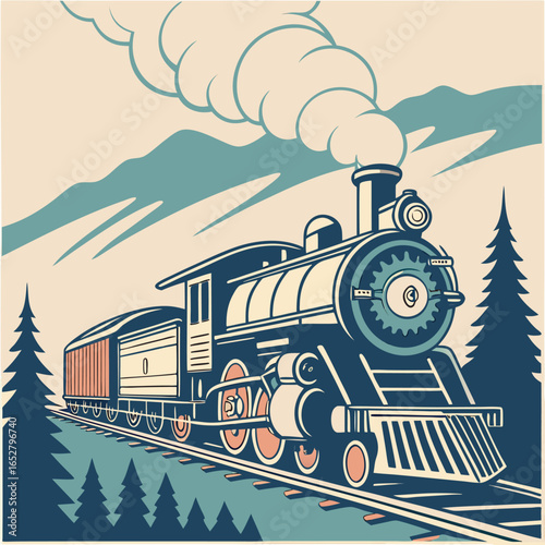 steam locomotive and steam train